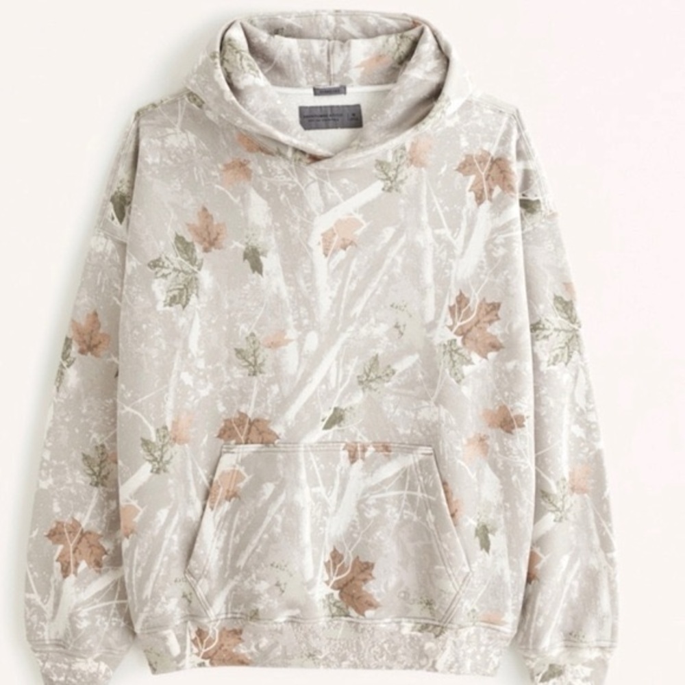 White Camo Essential Popover Hoodie - Large